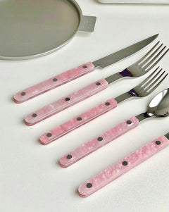 Set of 10 Sleek Modern Pinky Elegant Salt Lake Flatware Cutlery