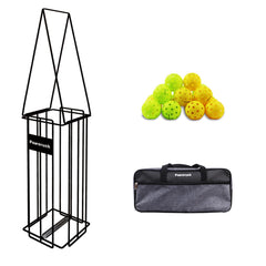 Poweruck Pickleball Tennis Ball Hopper Set Pickleball Tennis Ball Basket Holder with 20 Outdoor Pickleball BallsPerfect Court Equipment for Beginner