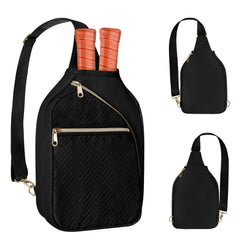 Prokva Pickleball Bag for Women Pickleball Paddle Sling Bag Pickle Ball Bag for Pickleball Accessories and Sport Gear Black (Patent Design)