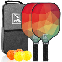 YC DGYCASI Pickleball Paddles Set of 2 USAPA Approved Pickleball Set Fiberglass Pickle Ball Rackets 2 Pack 2 Outdoor Pickleball 2 Indoor Pickleball Balls 1 Pickleball Bag for Women and Men Color