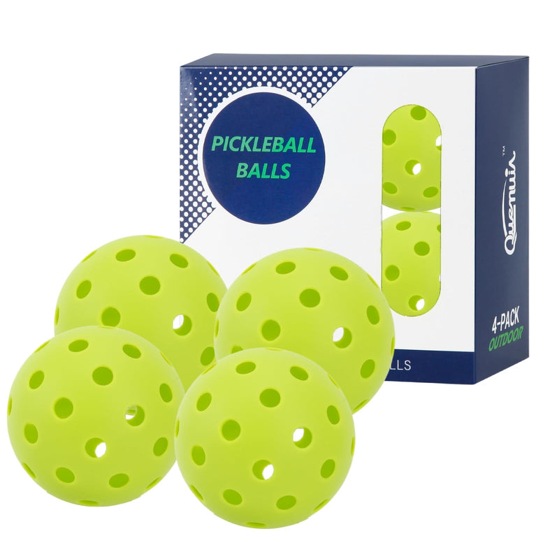 QUEMUIA Outdoor Pickleball Balls40 Holes Outdoor Pickleballs USAPA Approved4-Pack High Bounce Pickle Balls Pickleball Gifts for Men or Women Pickleball Enthusiasts