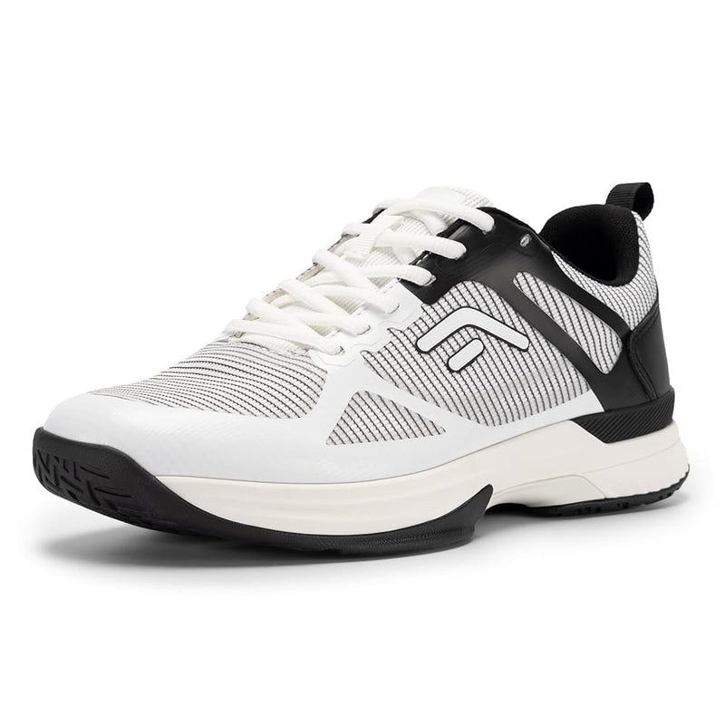 FitVille Wide Pickleball Shoes for MenAll Court Tennis Sneakers Shoes with Arch Support White/Black