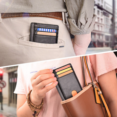 Mens Leather Slim Wallet Credit Card Holder RFID Blocking Pocket ID