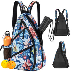 Himal Pickleball Bag- Adjustable PickleballTennisRacketball Sling Bag - Pickleball Backpack with Water Bottle Holder for Men and Women