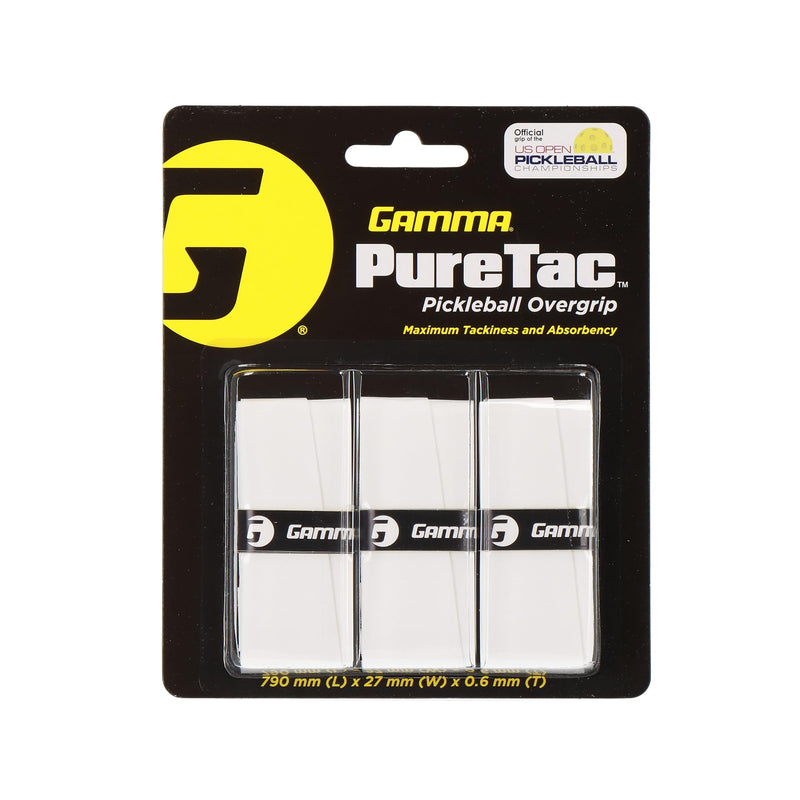 GAMMA PureTac Pickleball Over Grip Moisture-Absorbing Grip Tape for Pickleball Paddles with Maximum Tack and Traction Premium Pickleball Equipment for Practice and Tournament Play White