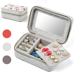 LOHASLIFE Travel Jewelry Case Jewelry Box Travel Essentials Jewelry Organizer Personalized Gift for Women and Girls Travel Accessories (01#White)