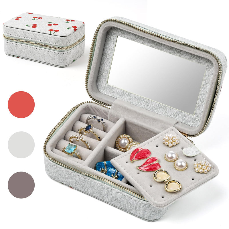 LOHASLIFE Travel Jewelry Case Jewelry Box Travel Essentials Jewelry Organizer Personalized Gift for Women and Girls Travel Accessories (01#White)