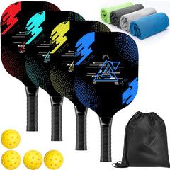 Wood Pickleball Paddle Set with Balls Towels and Carry Bag