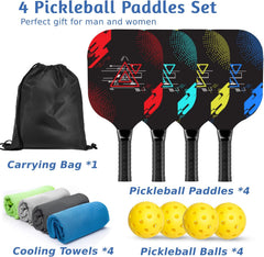 Wood Pickleball Paddle Set with Balls Towels and Carry Bag