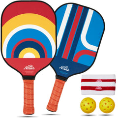 Nettie Pickleball Paddles Set of 2 USAPA Approved T700 Thermoformed Carbon Fiber Pickleball Racket with Strong Power and Spin 13mm Polymer Honeycomb Core Rainbow Pickle Ball Paddle (Set of 2)