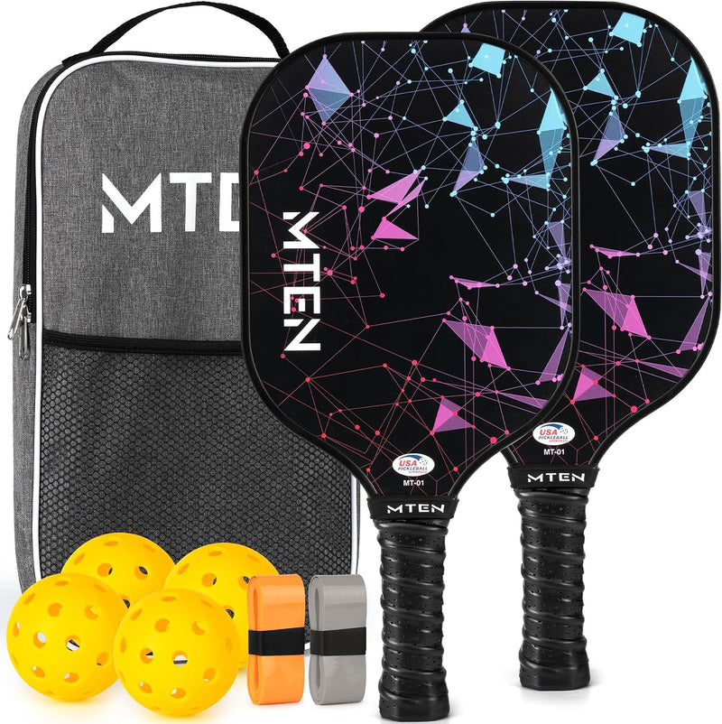 USAPA Approved Fiberglass Pickleball Paddle Set with Balls and Bag