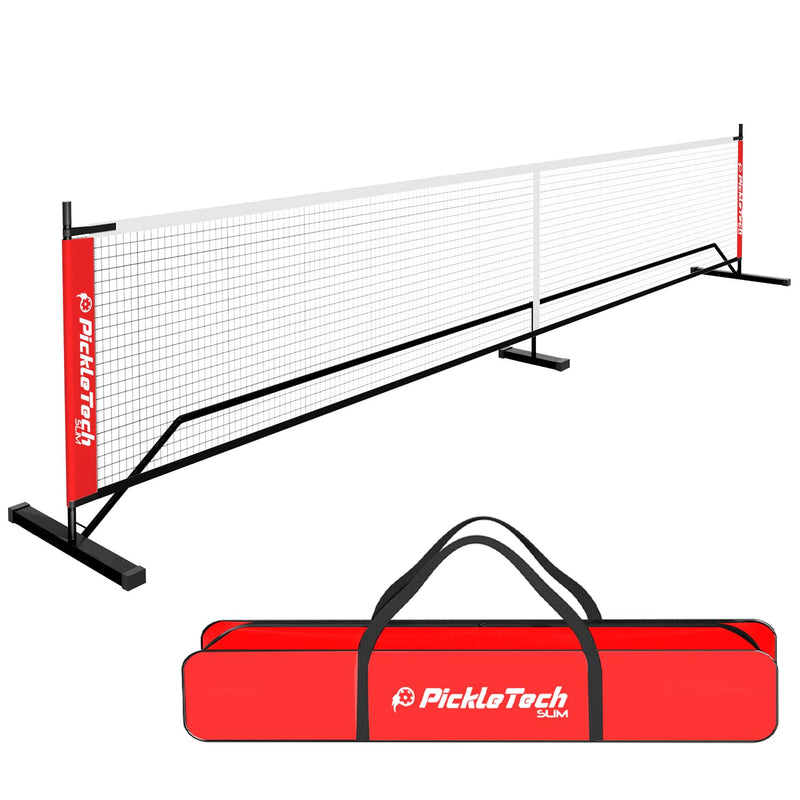 PICKLETECH 4.0 Slim Version Portable Pickleball Nets Outdoor Game 22 FT Pickleball Net-USAPA Regulation Size-Pickle Ball Net System with Carrying Bag for Driveway
