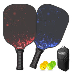 Bueuo Pickleball Paddles Set of 2Pickleball Paddle Made with Fiberglass and Honeycomb Polypropylene - Includes 2 Paddles 4 Balls and 1 Pickleball Paddle Bag Pickleball Gifts Black