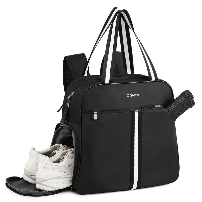 G4Free Pickleball Bag Pickleball Backpack for Women Men Tote Bag with Shoe Compartment & Waterproof PocketBlack