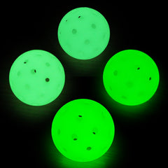 Amoswiz Glow in The Dark Pickleball Balls Upgraded Seamless Outdoor Pickleballs 4 Pack Luminous Pickle Balls High Visibility & Durable for Training