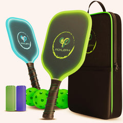 Picklephi Pickleball Paddles Set of 2 | Glow in The Dark Pickleball Paddle and Balls | Pickle Ball Rackets 2 Pack | USAPA Fiberglass Pickleball Sets | Cute Pickleball Paddles Gifts for Women Men