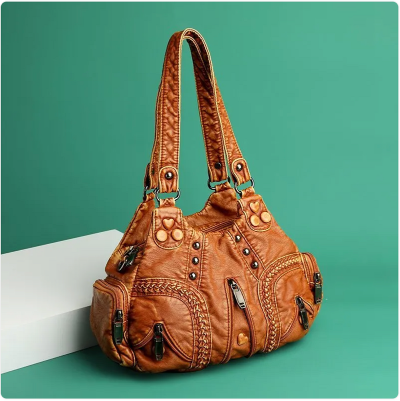 Trendy Messenger Bag - Washed Soft PU Leather Shoulder Bag