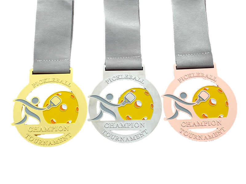 Pickleball Medals Set of 3 - Gold Silver & Bronze - 3