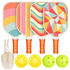 Pickleball Paddles Set of 4 USAPA Approved Premium Wood Pickleball Set with 4 Pickleball Balls and 1 Carry Bag Pickleball Rackets with Ergonomic Cushion Grip for Beginner & Pros Gifts for Women Youth