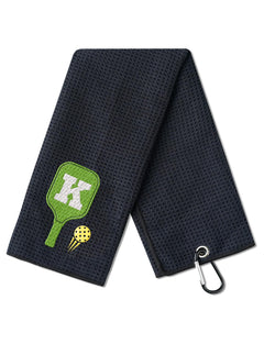 CybGene Embroidered Pickleball Towel Funny Pickleball Gifts for Men Women Pickleball Lovers Pickleball Player on Birthday Christmas Retirement 16"x 24" Microfiber Towel Initial K
