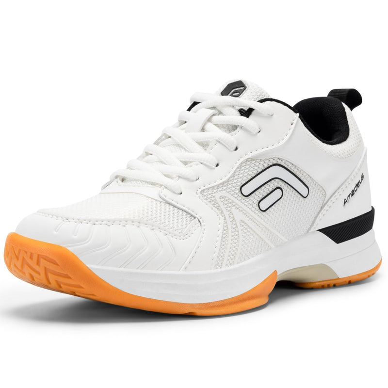 FitVille Wide Womens Pickleball Shoes Cloud-Like Lightweight Tennis Shoes with Arch Support Breathable Court Shoes for Racketball Squash & Wide Toe Box White/Black
