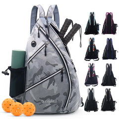 ZOEA Pickleball Bag Adjustable Pickleball Bag with Water Bottle Holder Pickleball Paddle Backpack for Men and Women (Camouflage Grey)