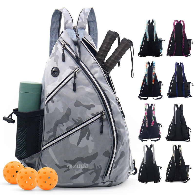 ZOEA Pickleball Bag Adjustable Pickleball Bag with Water Bottle Holder Pickleball Paddle Backpack for Men and Women (Camouflage Grey)