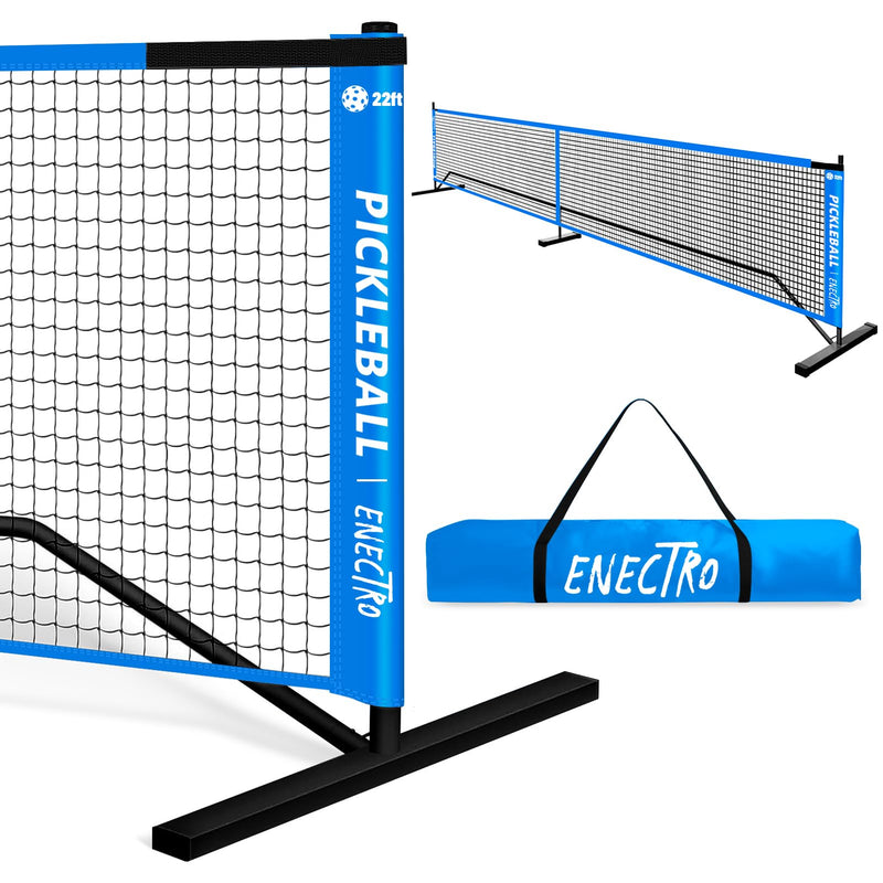 ENECTRO Pickleball Net 22FT Regulation Size Portable Pickleball Net for Driveway Court or Backyard Metal Frame Pickleball Net Set with Carrying Bag for Outdoor Indoor Game
