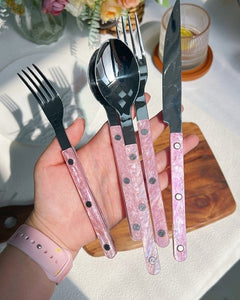 Set of 10 Sleek Modern Pinky Elegant Salt Lake Flatware Cutlery